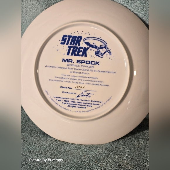 Vintage R J Ernst STAR TREK PLATE 1984 MR. SPOCK 1452E Hamilton collection plate - Picture 6 of 7